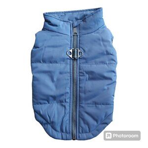 Lovelonglong Dark Blue Zip-Up Double Ring Puffer Dog Coat/Jacket - Size Small
